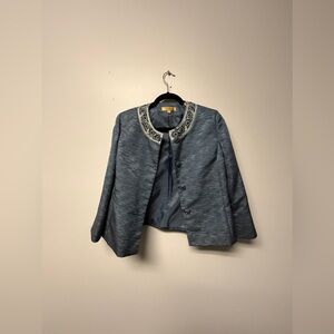 Kasper Blue Blazer with Embellished Collar